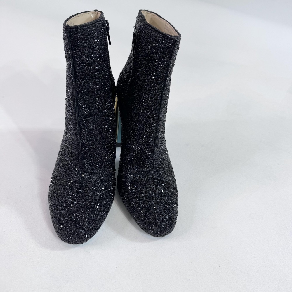 Betsey Johnson Boots Womens Size 6.5 Black Rhinestone Ankle Block Heel SB-HUGO - Picture 6 of 12